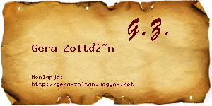 Gera Zoltán névjegykártya